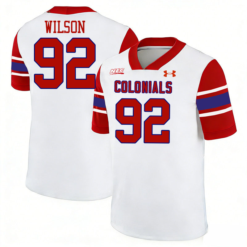 Robert Morris Colonials #92 Asher Wilson College Football Jerseys,Uniforms Stitched-White
